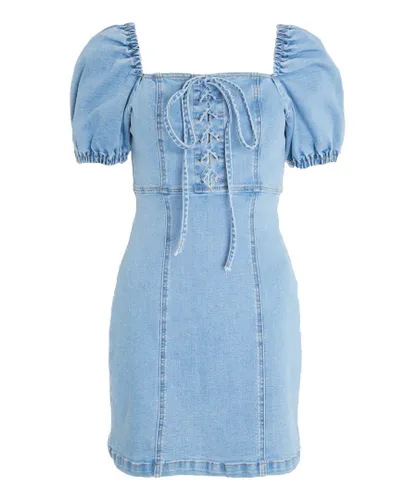 Quiz Womens Blue Denim Bodycon Dress Cotton