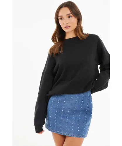 Quiz Womens Blue Denim Embellished Mini Skirt