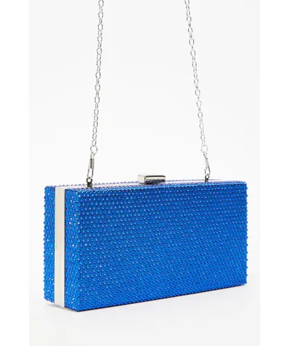 Quiz Womens Blue Diamante Box Bag - One Size