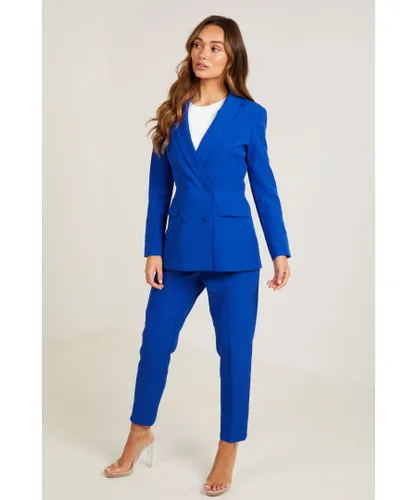 Quiz Womens Blue Double Breasted Tailored Blazer
