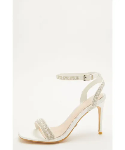 Quiz Womens Bridal White Pearl Heeled Sandals
