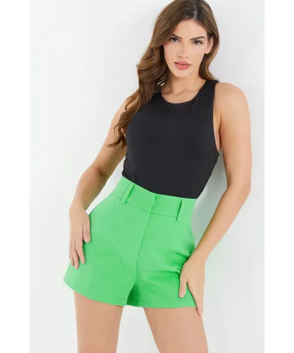 Quiz Womens Bright Green High Waist Tailored Shorts