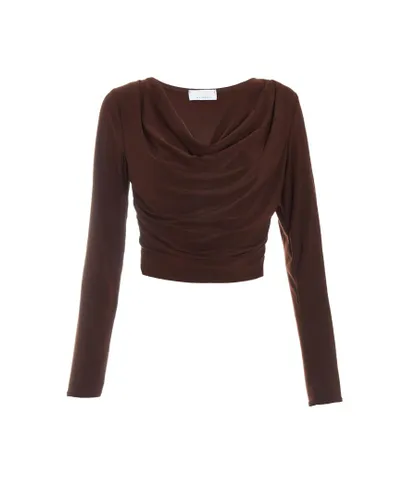 Quiz Womens Brown Ruched Cowl Neck Top