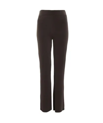 Quiz Womens Brown Stretch Wide Leg Trousers