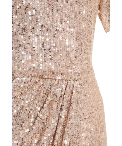 Quiz Womens Champagne Sequin Wrap Maxi Dress - Gold