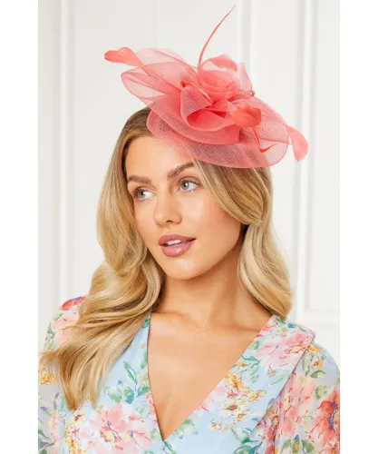 Quiz Womens Coral Flower Headband Feather Fascinator - Pink - One