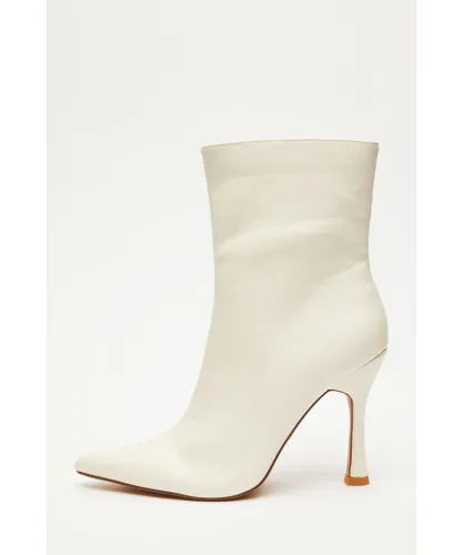 Quiz Womens Cream Faux Leather Ankle Boots