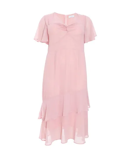 Quiz Womens Curve Pink Chiffon Midaxi Dress