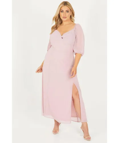 Quiz Womens Curve Pink Chiffon Midi Dress