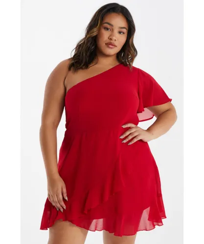 Quiz Womens Curve Red Chiffon Mini Dress