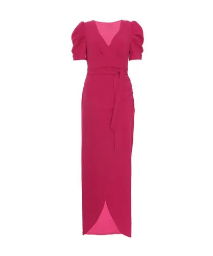 Quiz Womens Fuchsia Wrap Maxi Dress - Pink