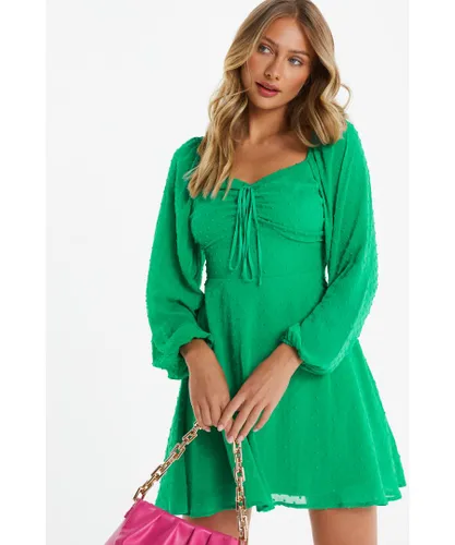 Quiz Womens Green Polka Dot Chiffon Mini Dress