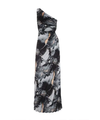 Quiz Womens Grey Marble Print Pleated Maxi Dress