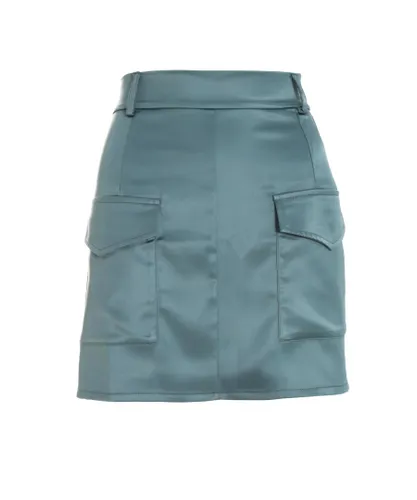 Quiz Womens Grey Satin Cargo Mini Skirt - Dark Grey