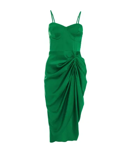 Quiz Womens Jade Green Ruched Corset Midi Dress