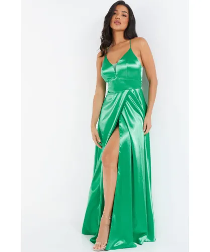 Quiz Womens Jade Green Satin Maxi Dress