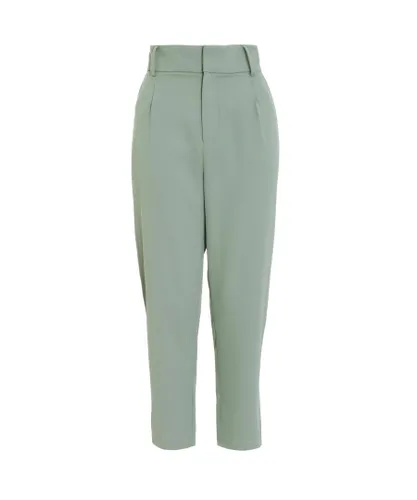 Quiz Womens Khaki High Waisted Tapered Trousers - Green
