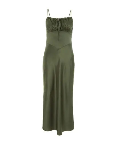 Quiz Womens Khaki Satin Midi Slip Dress - Green