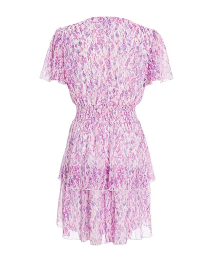 Quiz Womens Lilac Chiffon Animal Print Mini Dress