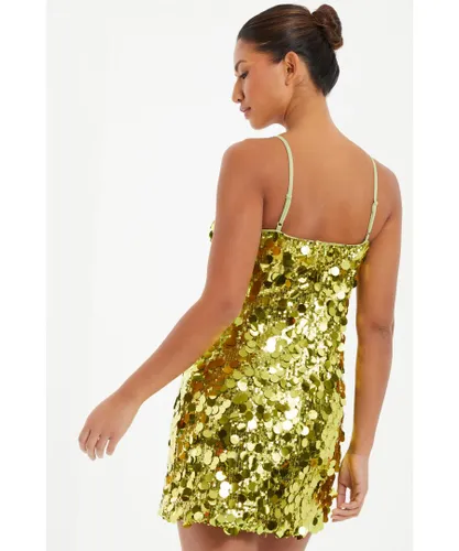 Quiz Womens Lime Green Sequin Bodycon Dress