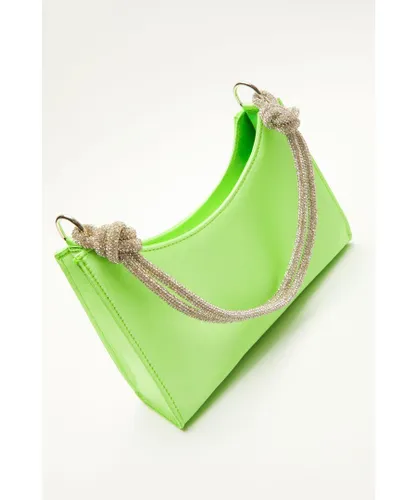 Quiz Womens Lime Satin Knot Shoulder Bag - Lime Green - One Size