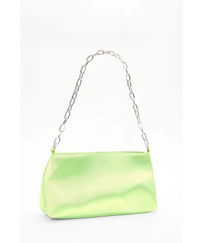 Quiz Womens Lime Satin Shoulder Bag - Lime Green - One Size