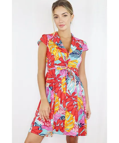 Quiz Womens Multicoloured Tropical Print Skater Dress - Multicolour