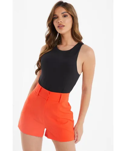 Quiz Womens Orange High Waist Tailored Shorts