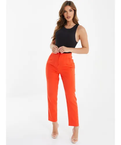 Quiz Womens Orange High Waist Tailored Trousers