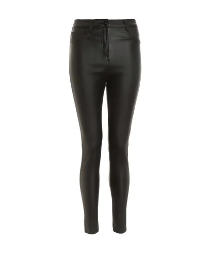 Quiz Womens Petite Black Faux Leather Skinny Jeans Viscose