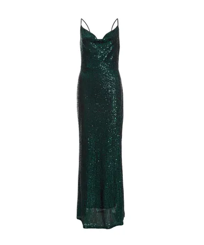 Quiz Womens Petite Green Sequin Maxi Dress
