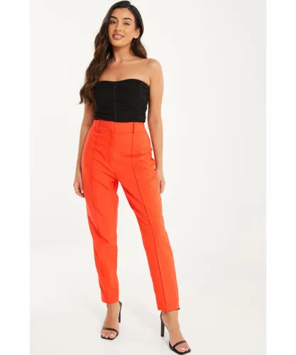 Quiz Womens Petite Orange High Waist Tailored Trousers