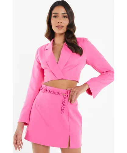 Quiz Womens Pink Cropped Tailored Blazer
