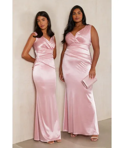 Quiz Womens Pink Ruched Maxi Dress