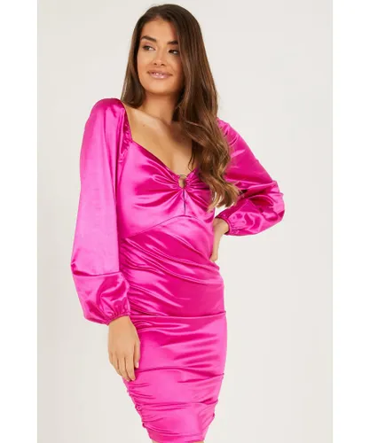 Quiz Womens Pink Satin Bodycon Dress