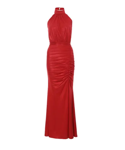 Quiz Womens Red Halter Neck Ruched Maxi Dress
