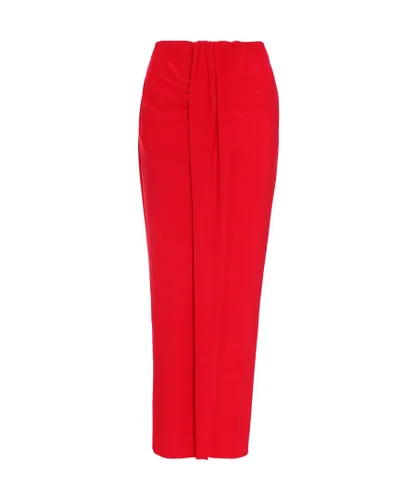 Quiz Womens Red Ruched Split Maxi Skirt