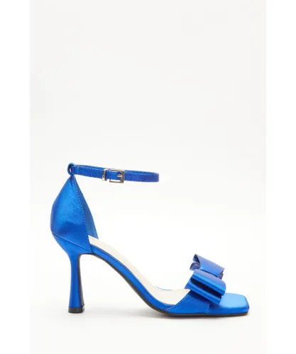 Quiz Womens Royal Blue Satin Bow Heeled Sandals