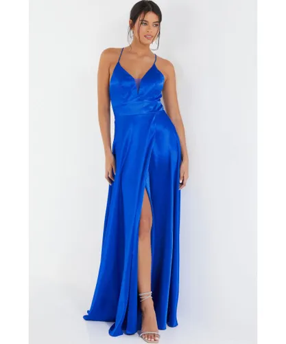 Quiz Womens Royal Blue Satin Maxi Dress