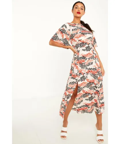 Quiz Womens Rust Leopard Print Midi Dress