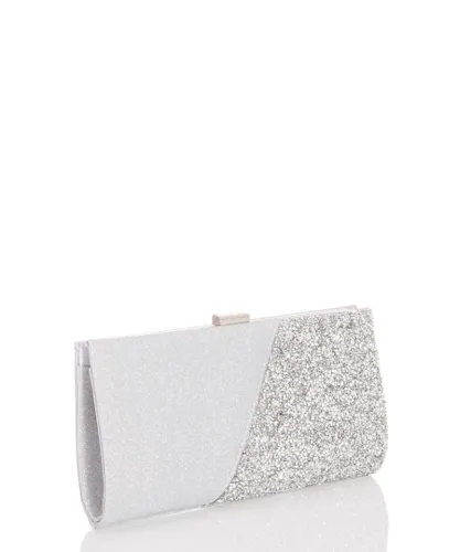 Quiz Womens Silver Shimmer Clutch Bag - One Size