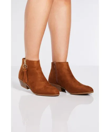 Quiz Womens Tan Ring Pull Ankle Boots
