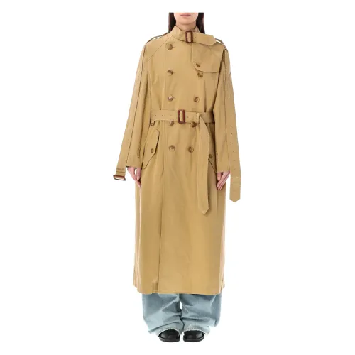 R13 , Oversized Deconstructed Trench Coat ,Beige female, Sizes: