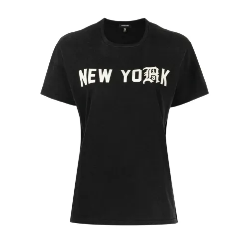 R13 , R13 new york boy t-shirt ,Black female, Sizes: