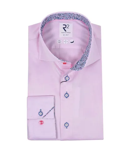 R2 Mens Cut Away Collar Trimmed With Liberty Print Pink
