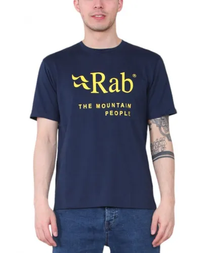 Rab Mens Stance Mountain T Shirt in Navy Cotton