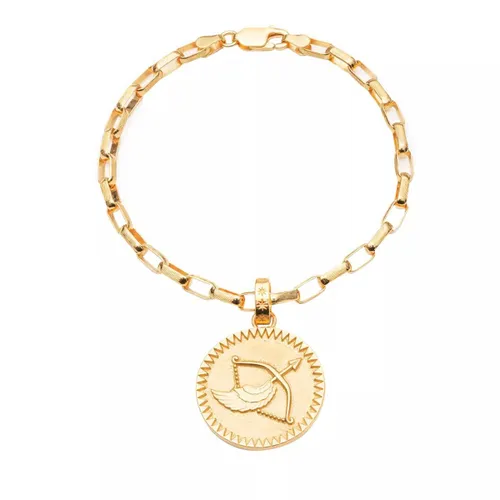 Rachel Jackson London Bracelets - Statement Sagittarius Zodiac Art Coin Bracelet S/M - gold - Bracelets for ladies