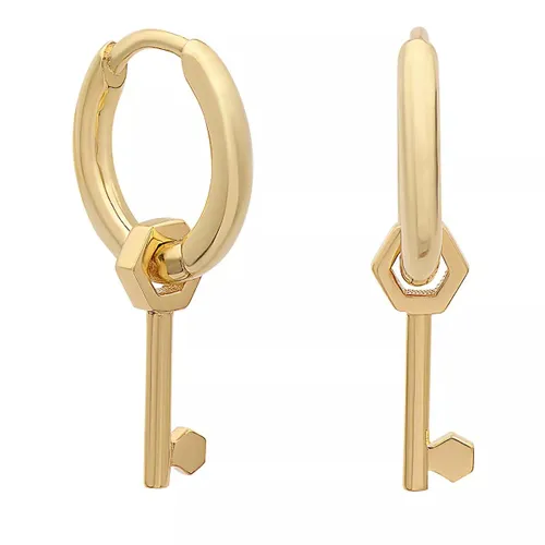 Rachel Jackson London Earrings - Mini Key Huggie Hoop Earrings - gold - Earrings for ladies