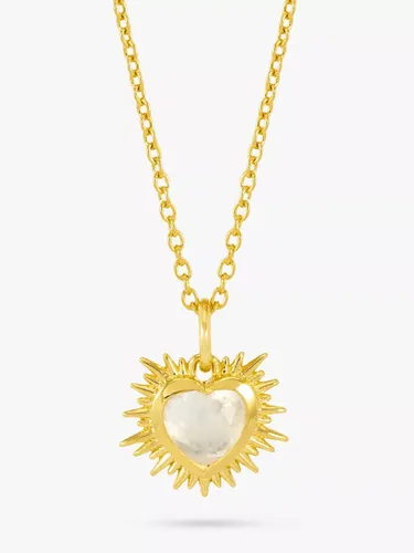 Rachel Jackson London Personalised Electric Love Birthstone Heart Necklace - Rock Crystal - April - Female