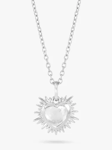 Rachel Jackson London Personalised Electric Love Birthstone Heart Sterling Silver Necklace - April - Crystal - Female